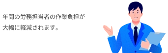 年間の労務担当者の作業負担が大幅に軽減されます。